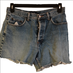 GAP Blue Retro  Button Fly Cutoff Jean Shorts . Size 12 . See Measurements.